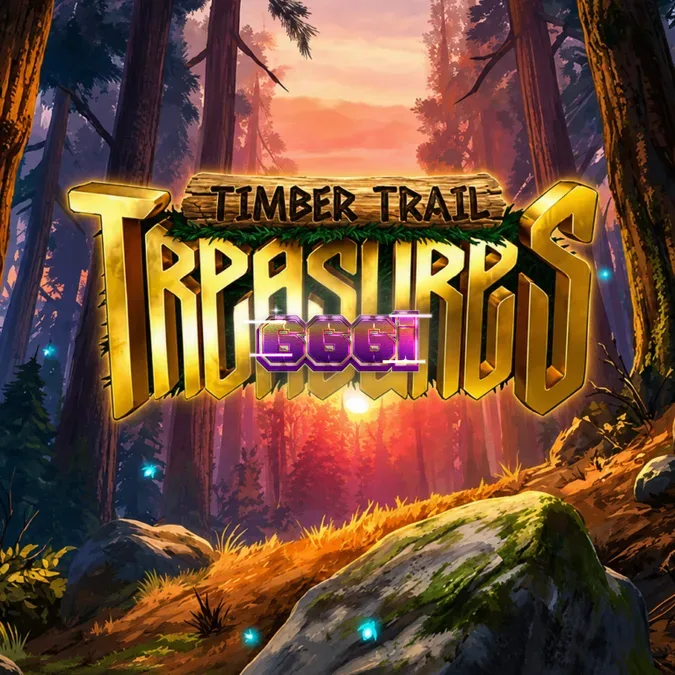 Tampilan visual slot Timber Trail Treasures dengan latar belakang hutan dan gulungan yang aktif